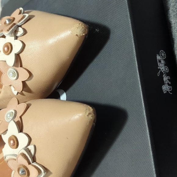 Coach Womens Cream Pink Flat w/ Floral Applique Pointed Toe FG1862 Sz 11 - Picture 3 of 8